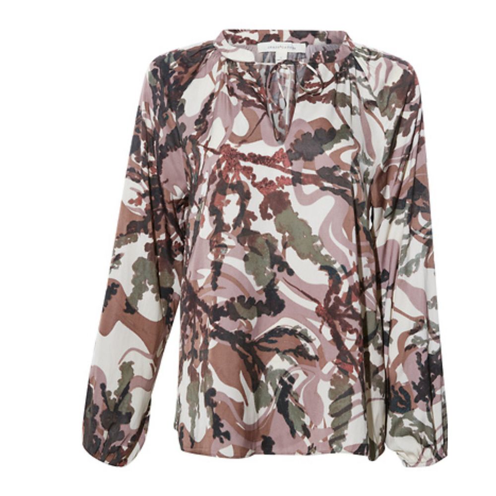 daily look x grade & gather PRINTED SPLIT NECK BLOUSE large